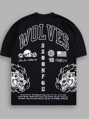 Darc Sport Fired Up “Premium” Tee  Black Wolves Graphic Short Sleeve Tee